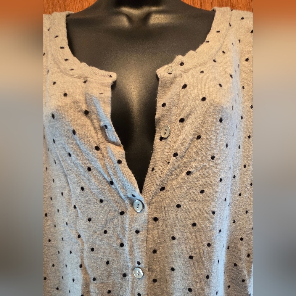 Basic Editions Gray Polka Dot Cardigan SzXXL NWT - Picture 3 of 5